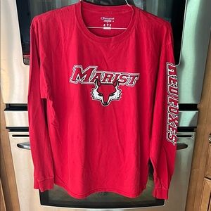 Authentic Marist merch! Champion Red Marist Fox Graphic Long Sleeve Shirt